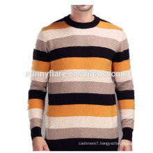 Men's Round Neck Fit Cashmere Sweater With Strip Design